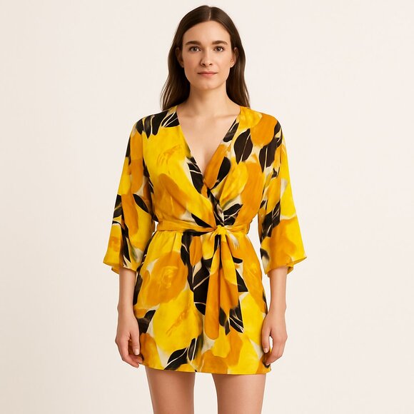 The Kooples | Hibiscus Belted Kimono Dress - Picture 1 of 7